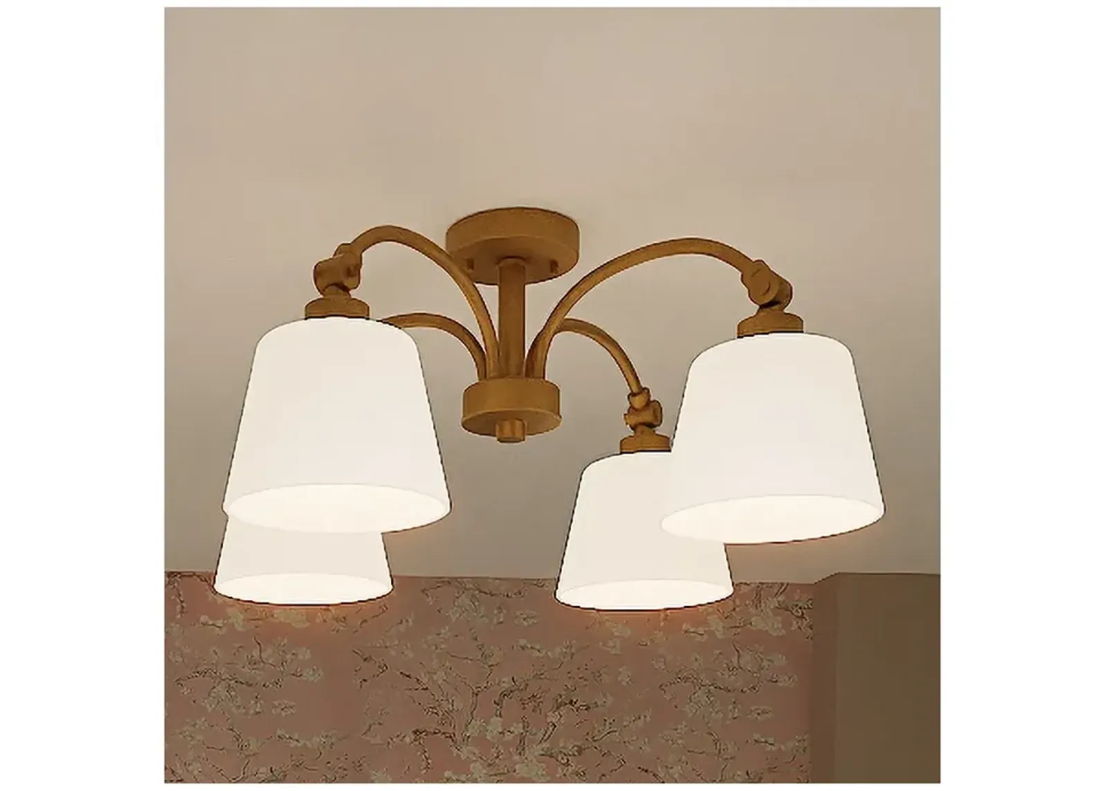 Iota 4-Light Weathered Brass Semi-Flush Mount