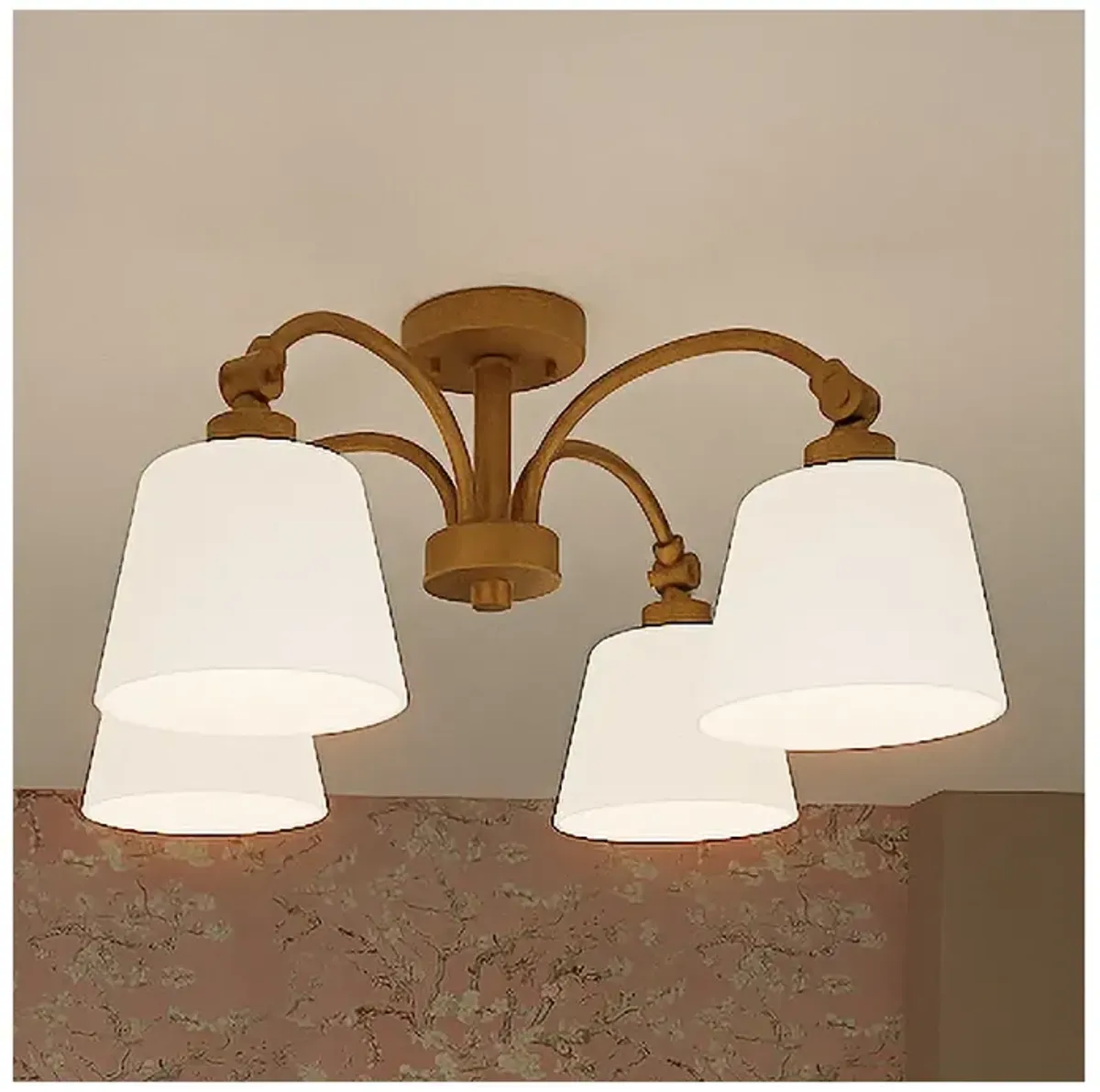 Iota 4-Light Weathered Brass Semi-Flush Mount