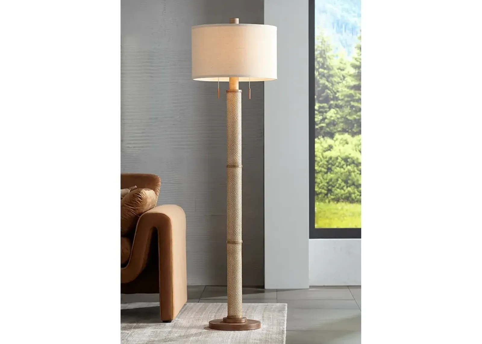 Barnes and Ivy Santiago 65" High Hammered Finish Floor Lamp