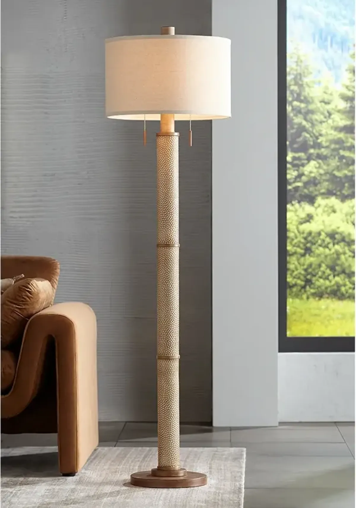 Barnes and Ivy Santiago 65" High Hammered Finish Floor Lamp