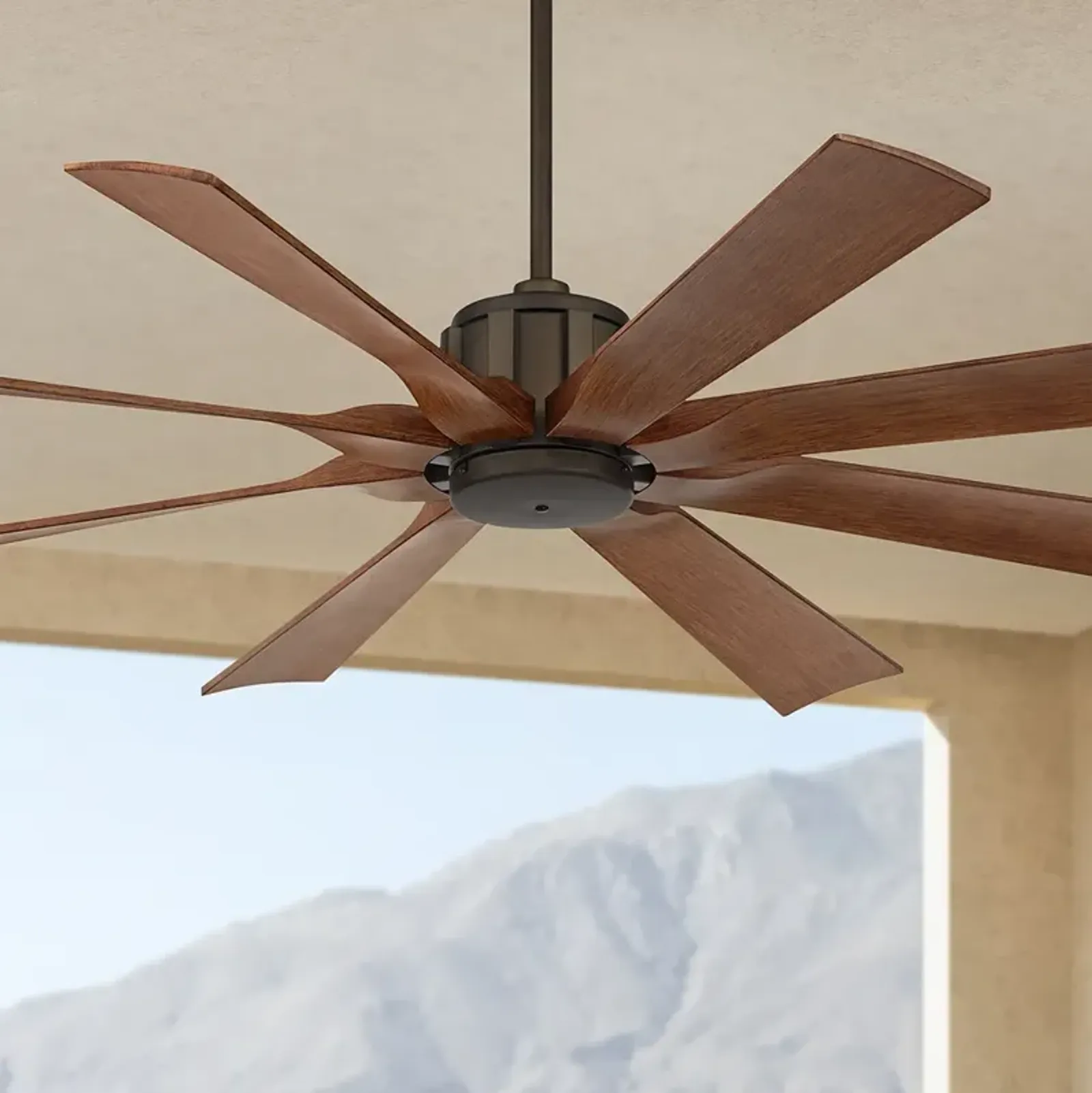 60" Possini Euro Defender Bronze Koa Ceiling Fan with Remote