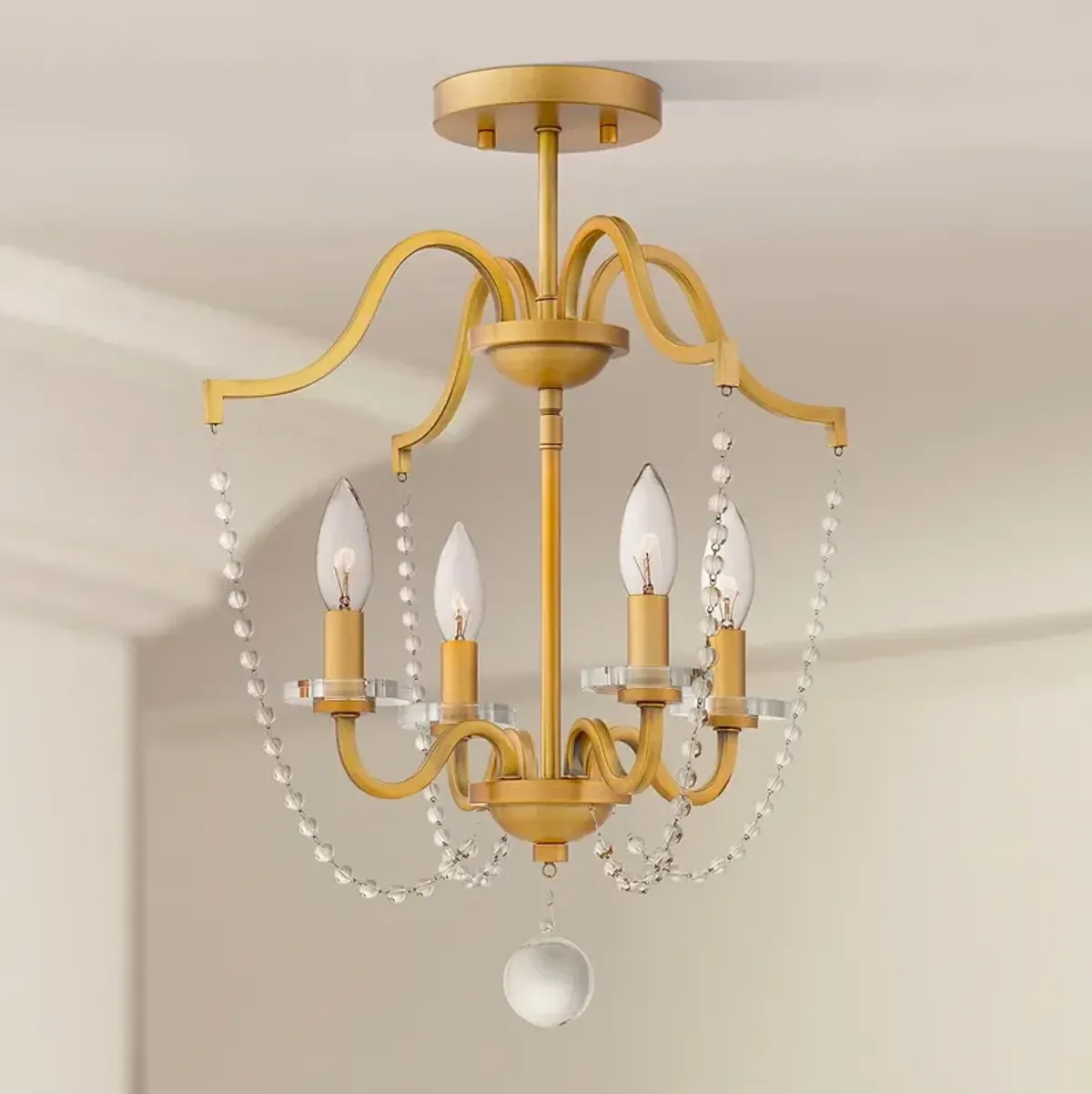 Sunday 4-Light Aged Brass Semi-Flush Mount