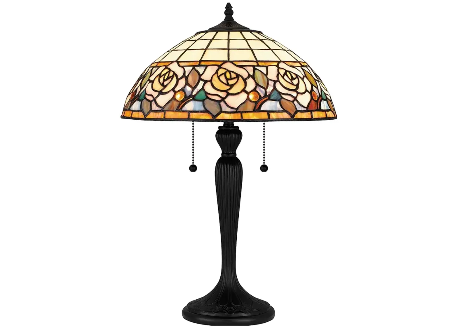 Quoizel Betty 24" High 2-Light Matte Black Floral Art Glass Table Lamp