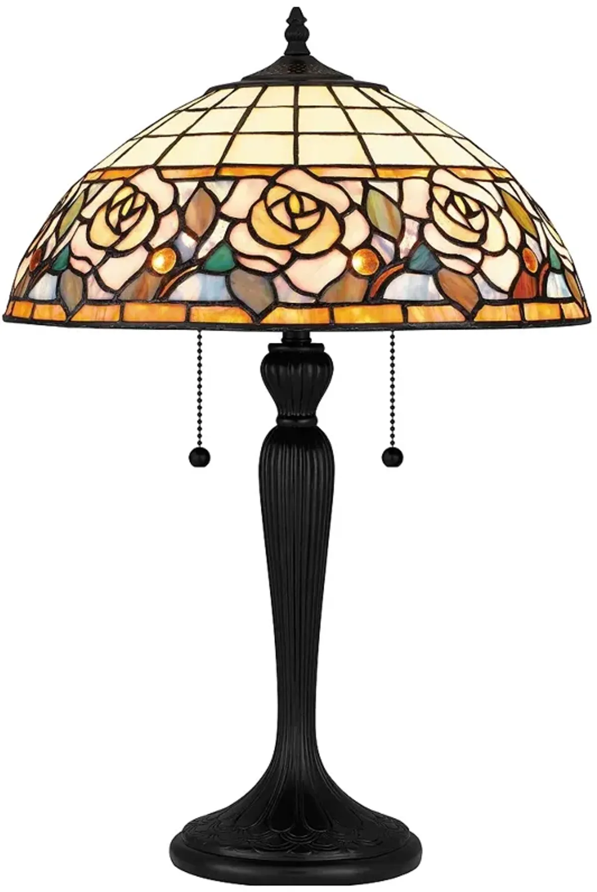 Quoizel Betty 24" High 2-Light Matte Black Floral Art Glass Table Lamp