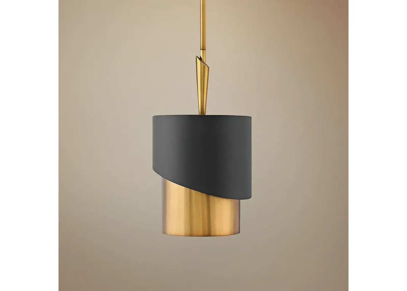 Hinkley Gigi 10" Wide Black and Heritage Brass Modern Mini Pendant