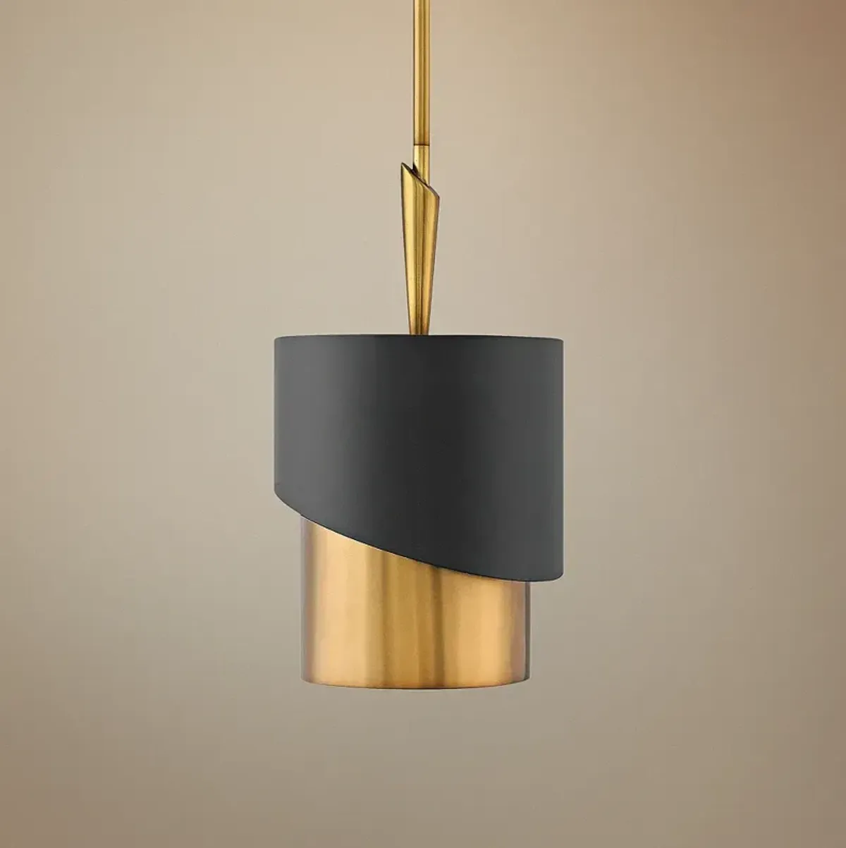 Hinkley Gigi 10" Wide Black and Heritage Brass Modern Mini Pendant