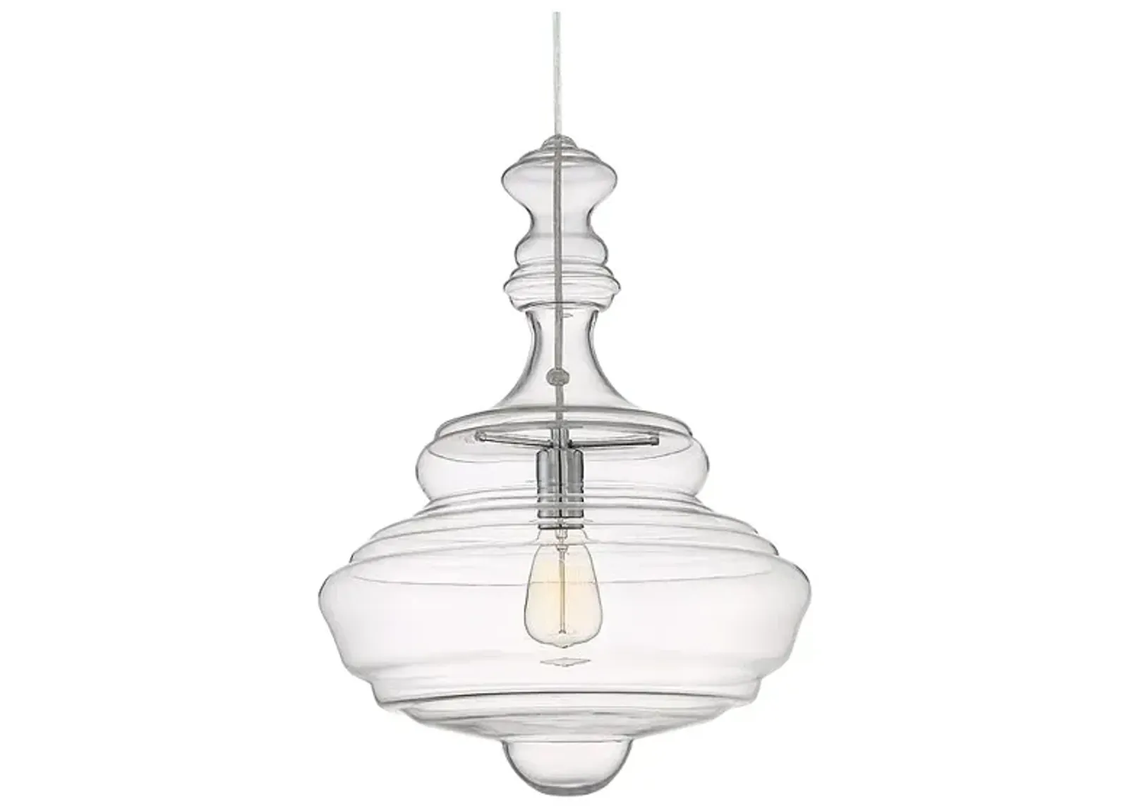 Quoizel Morocco 16" WIde 1-Light Chrome and Clear Glass Pendant