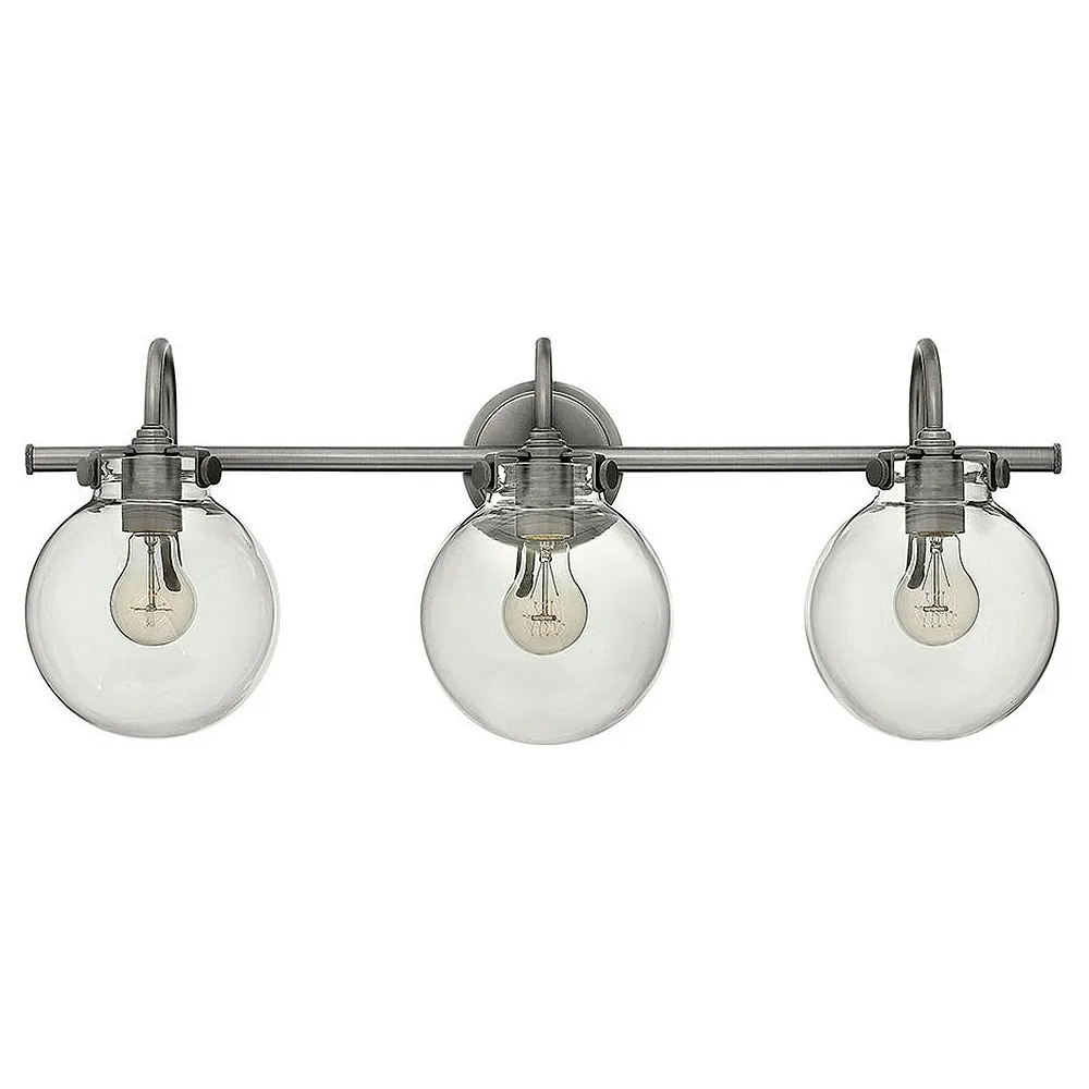 Bath Congress-Globe Glass Three Light Vanity-Antique Nickel