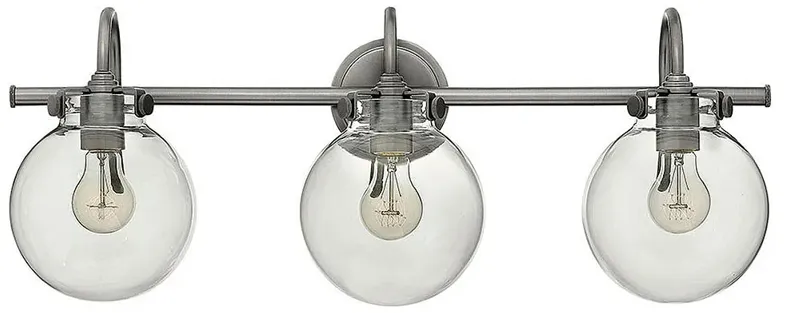 Bath Congress-Globe Glass Three Light Vanity-Antique Nickel