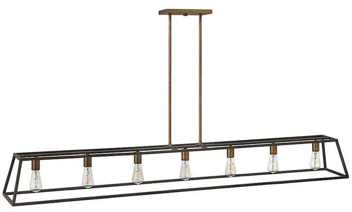 Chandelier Fulton-Seven Light Open Frame Linear-Bronze