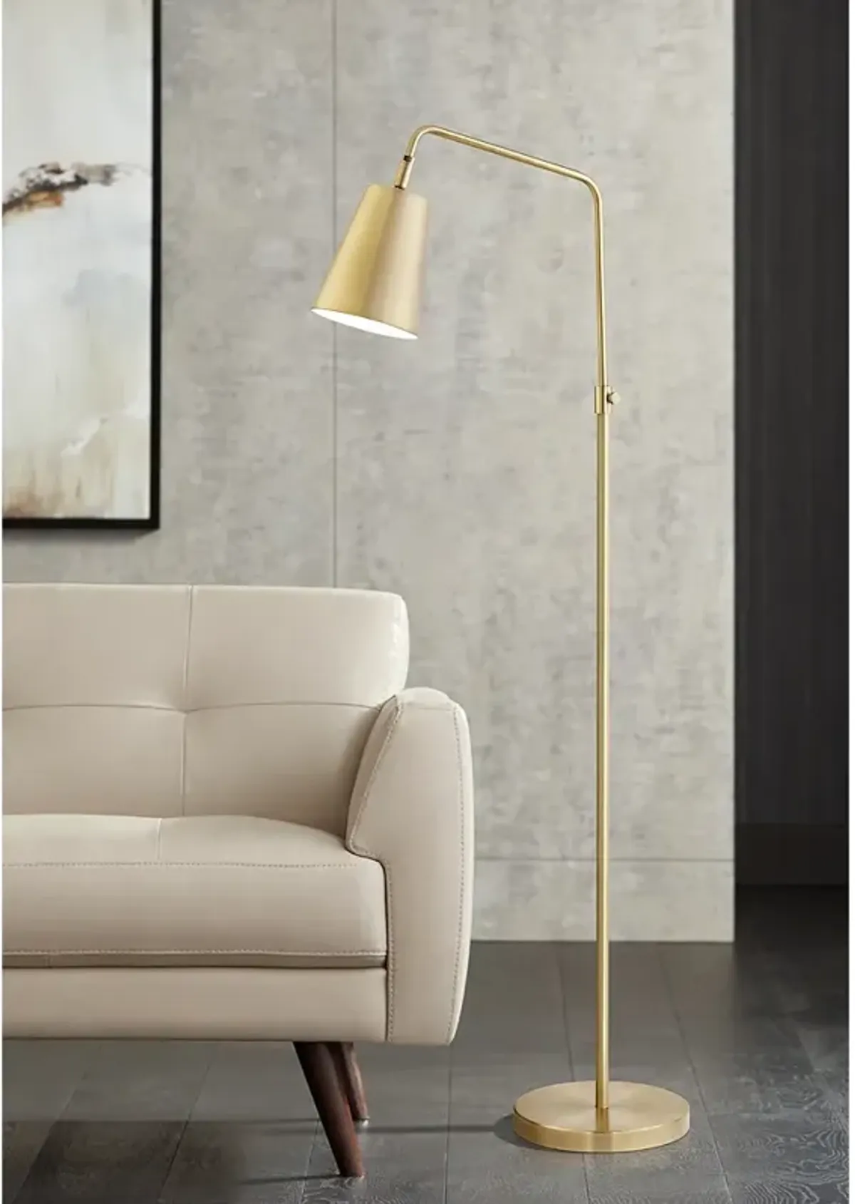 Pacific Coast Lighting Zella Adjustable Height Brass Downbridge Floor Lamp