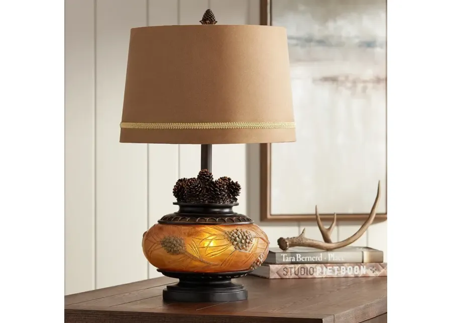 Pacific Coast Lighting Pine Peak Amber Orb Pine Cone Night Light Table Lamp