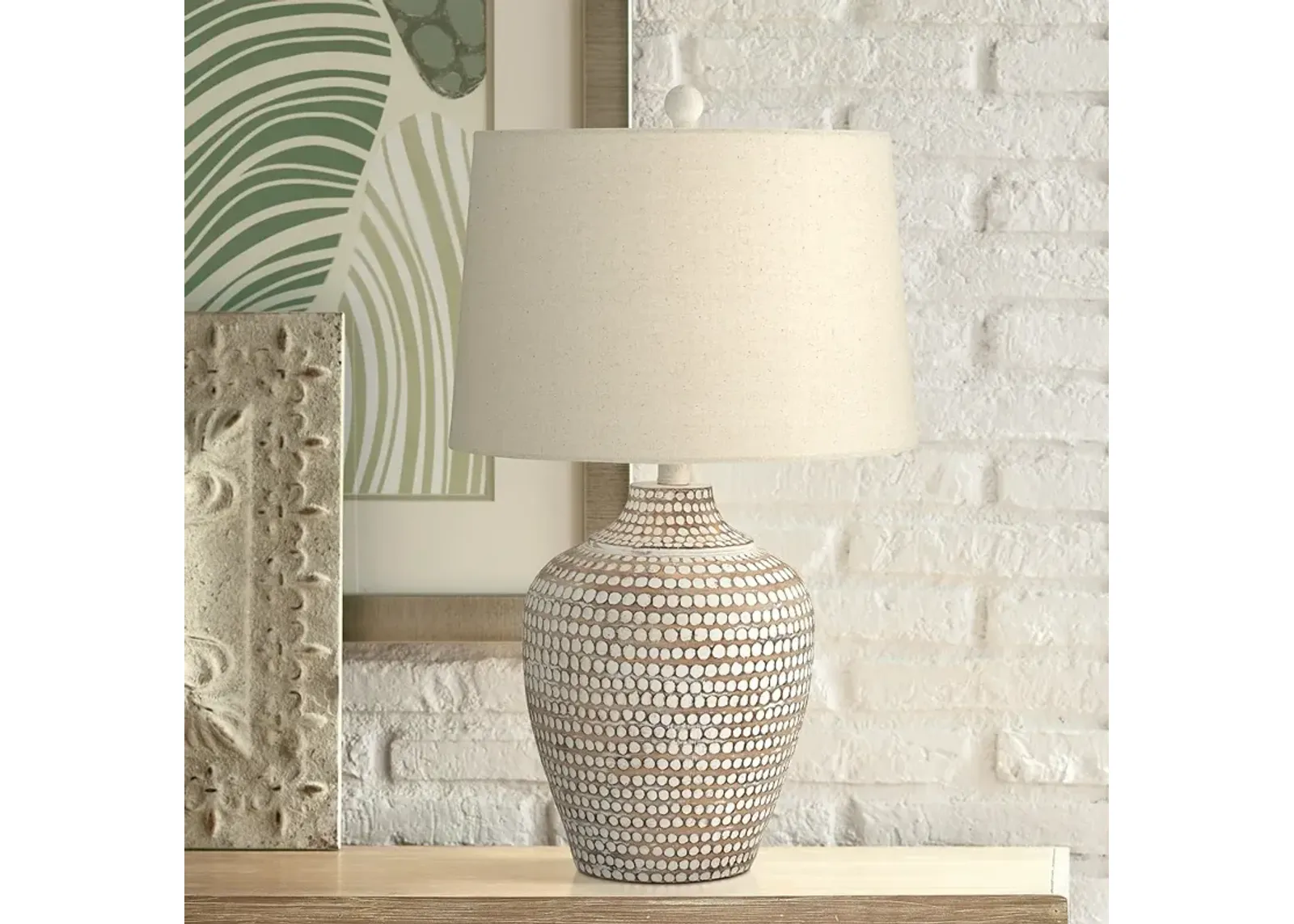 Regency Hill Alese 23 1/2" Textured Dot Jug Table Lamp