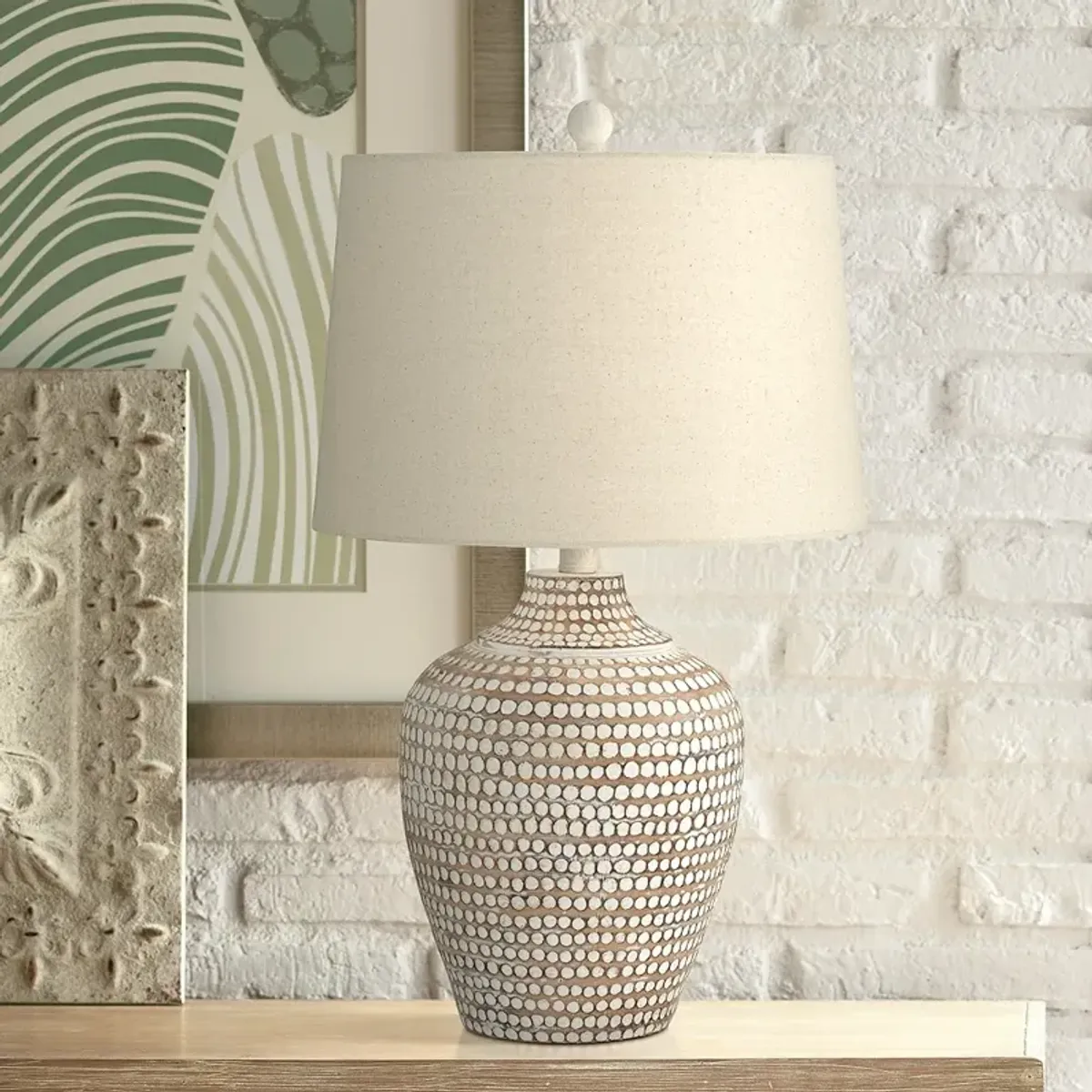 Regency Hill Alese 23 1/2" Textured Dot Jug Table Lamp