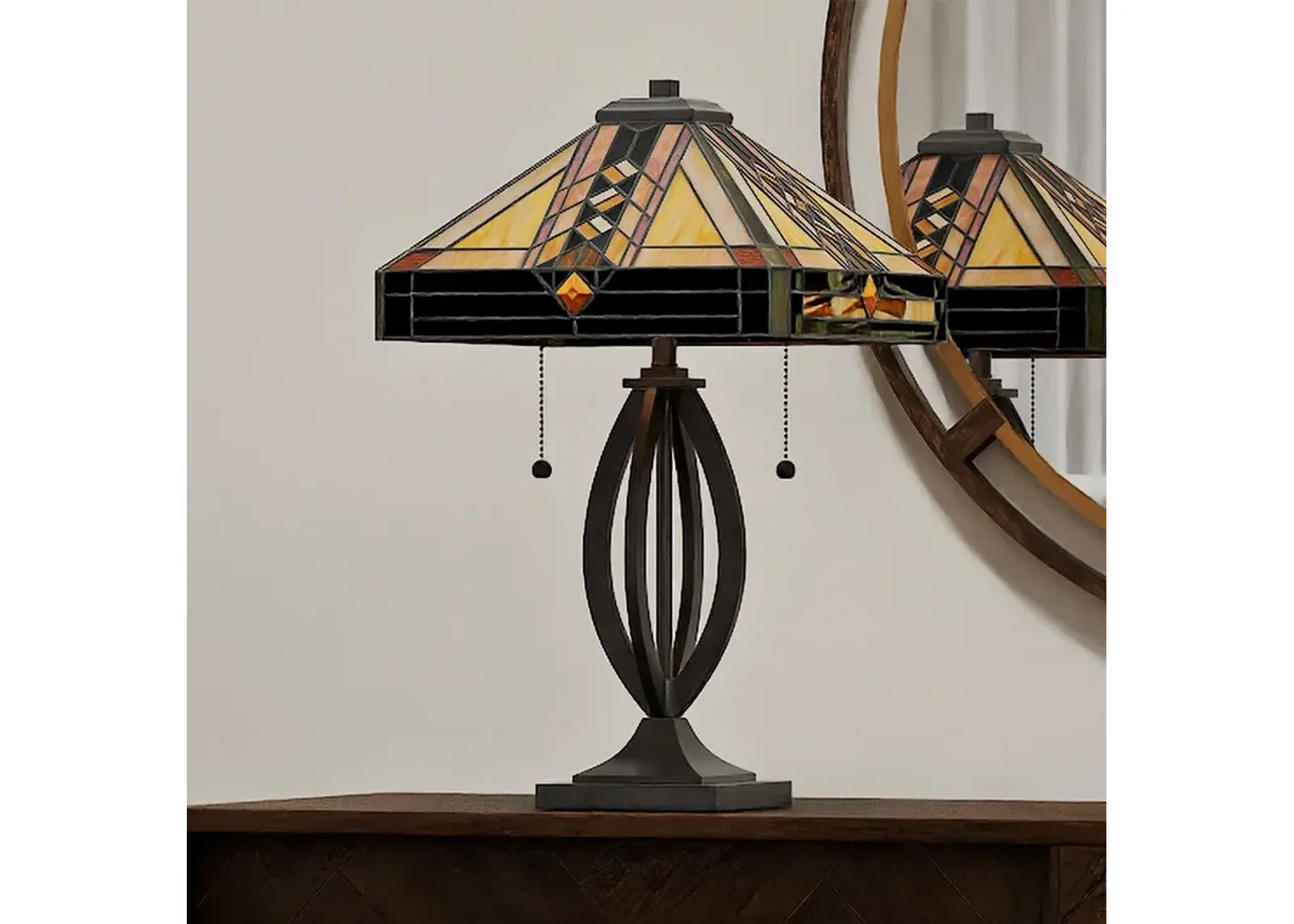 Yellowstone 2-Light Matte Black Table Lamp