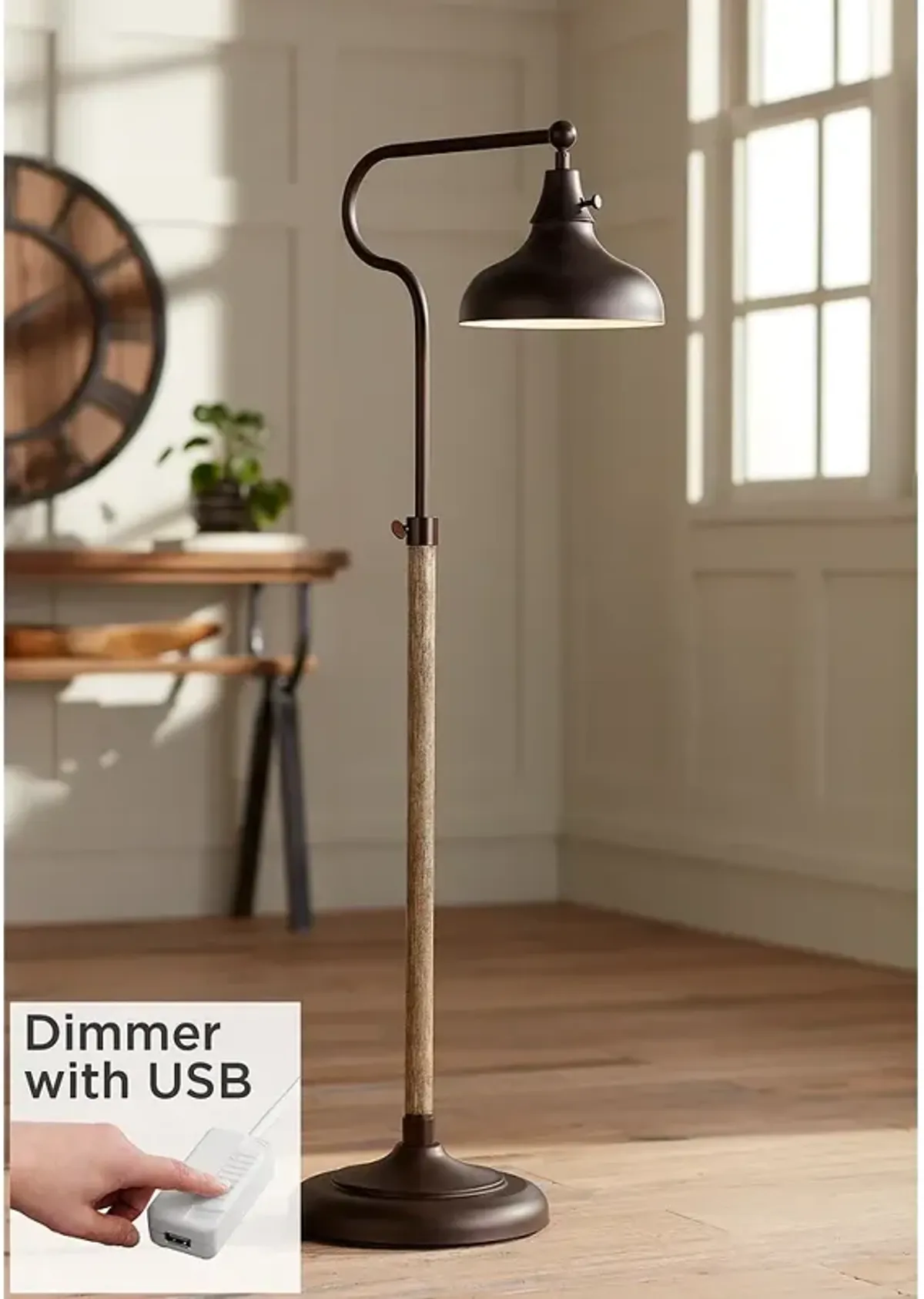 Ferris Bronze Adjustable Downbridge Pharmacy Floor Lamp with USB Dimmer