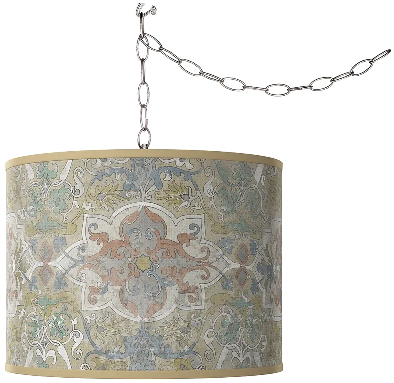 Swag Style Lucrezia Giclee Shade Plug-In Chandelier