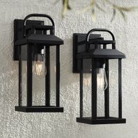 Kensington 14 1/2" High Matte Black Outdoor Wall Light Set of 2