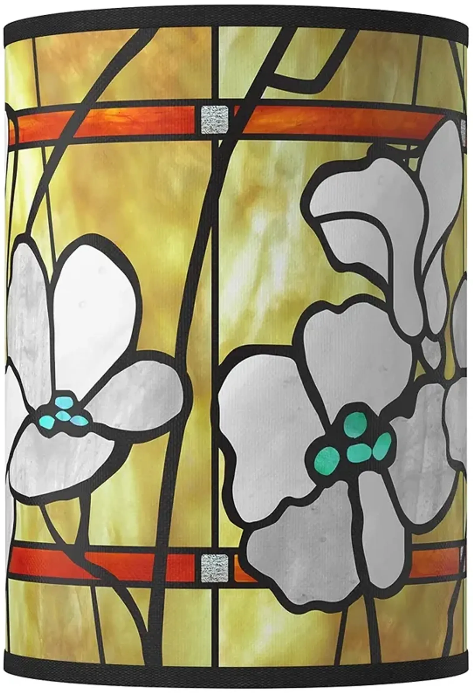 Magnolia Mosaic Giclee Round Cylinder Lamp Shade 8x8x11 (Spider)