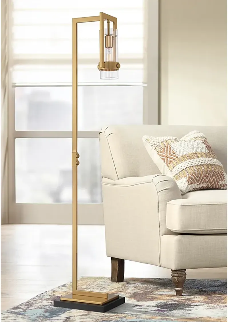 Possini Euro Denali 61" Warm Gold Floor Lamp with Glass Shade