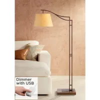 Franklin Iron Works Tahoe 60" Bronze Arc Floor Lamp with USB Dimmer