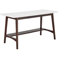 Manon 55" Wide White Lacquered Dark Walnut Wood Desk