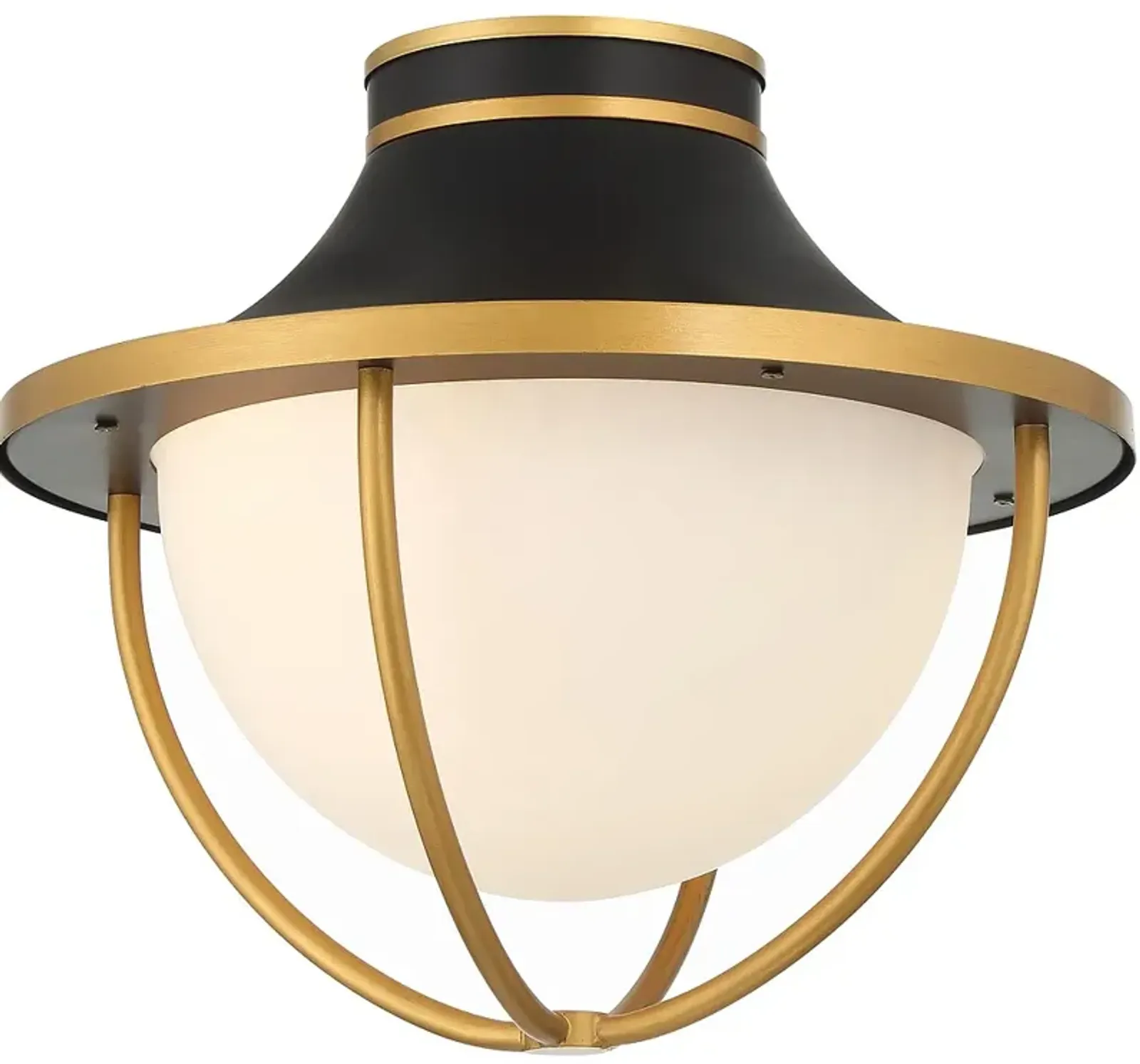 Crystorama Atlas 2 Light Matte Black Textured Gold Outdoor Semi Flush Mount