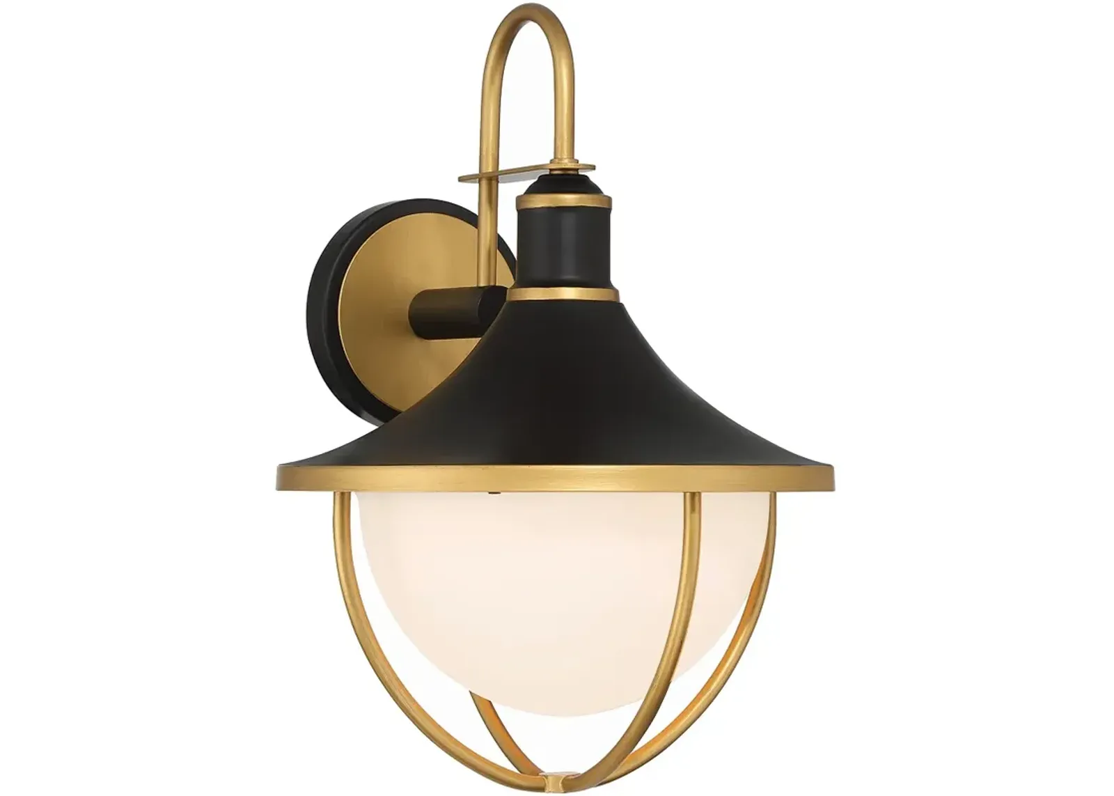 Crystorama Atlas 1 Light Matte Black + Textured Gold Outdoor Sconce