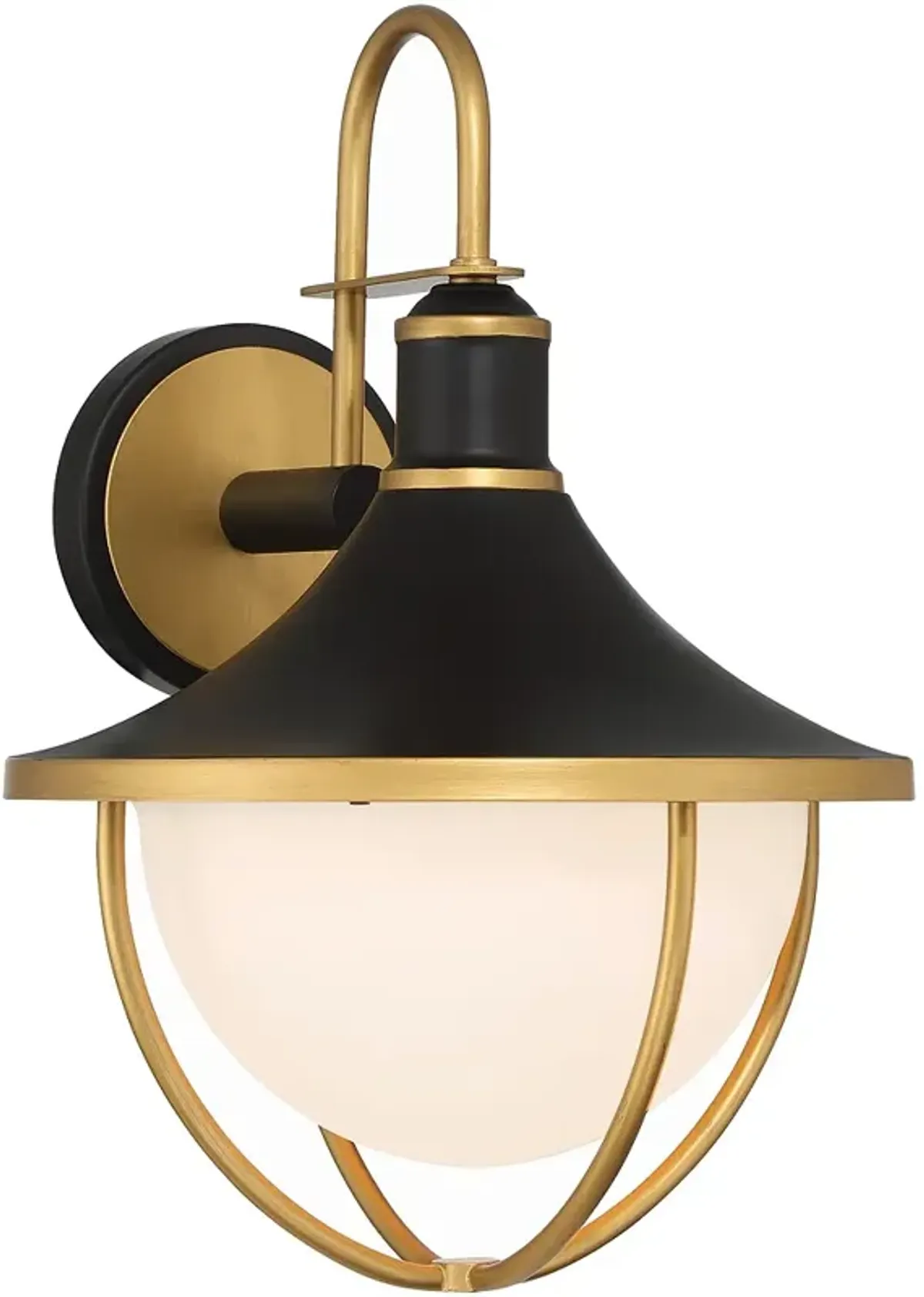 Crystorama Atlas 1 Light Matte Black + Textured Gold Outdoor Sconce