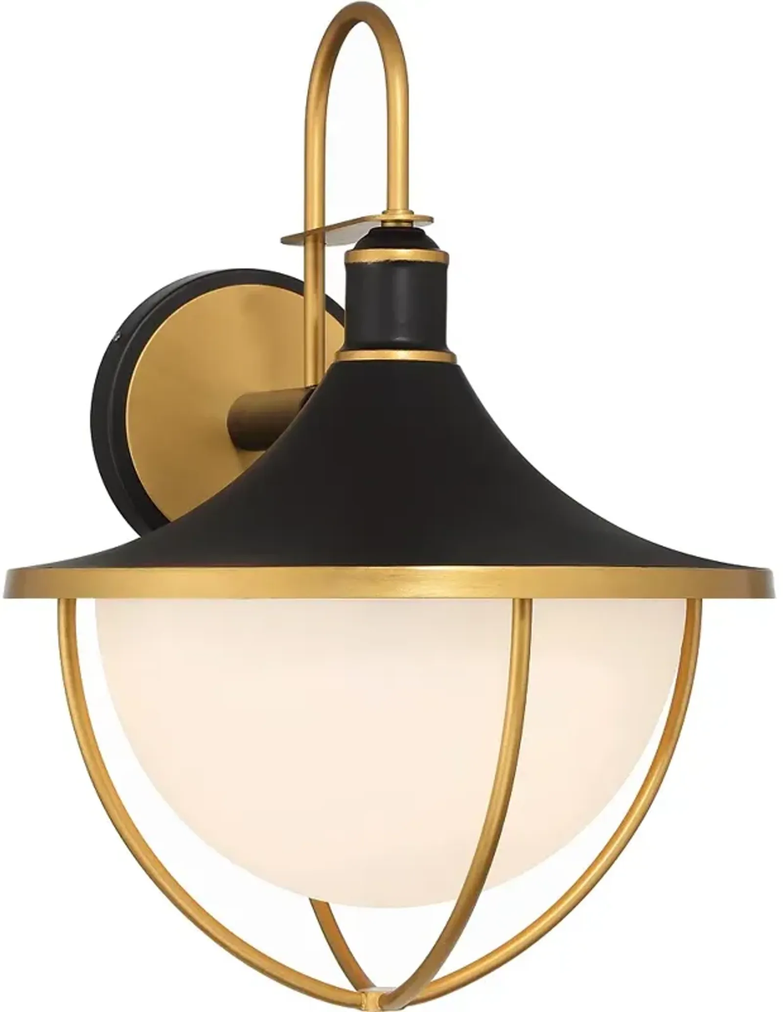 Crystorama Atlas 3 Light Matte Black + Textured Gold Outdoor Sconce