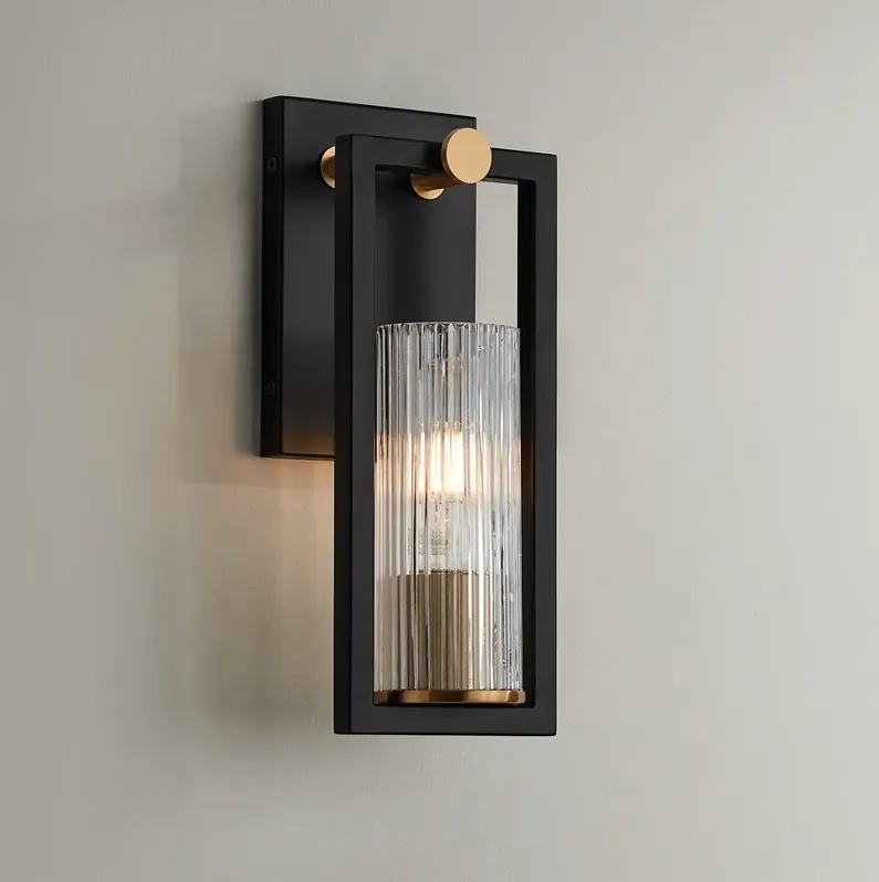 Stiffel Ramos 11 1/2" High Black and Brass Modern Wall Sconce