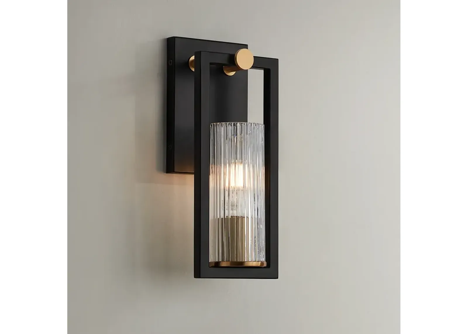 Stiffel Ramos 11 1/2" High Black and Brass Modern Wall Sconce