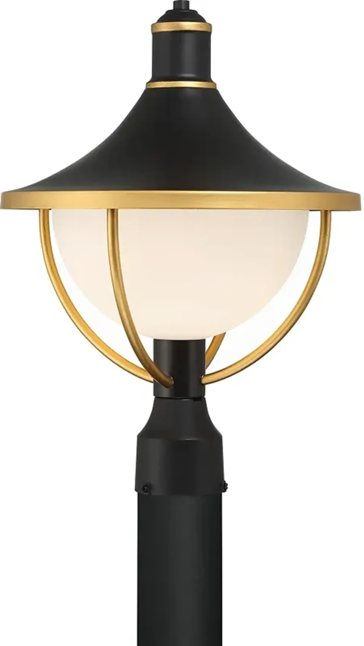 Crystorama Atlas 1 Light Matte Black + Textured Gold Outdoor Post