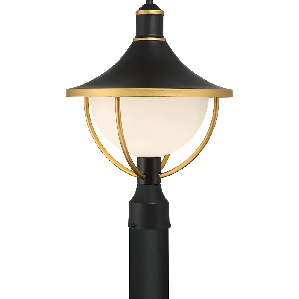 Crystorama Atlas 1 Light Matte Black + Textured Gold Outdoor Post