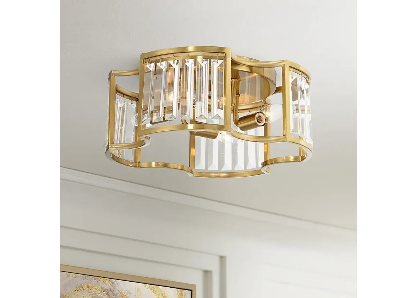 Possini Euro Gillian 15" Wide Soft Gold Crystal 4-Light Ceiling Light