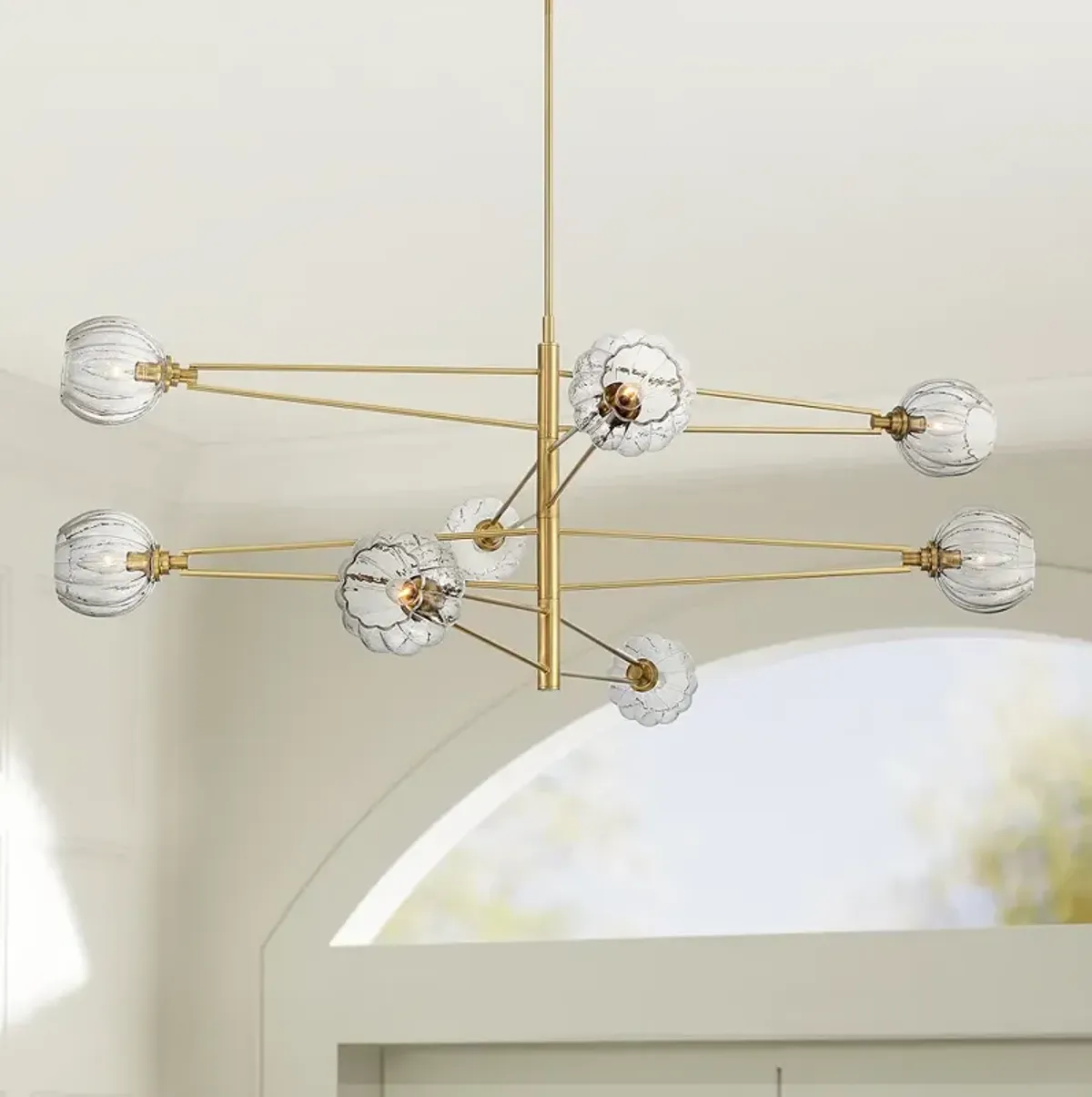 Possini Euro Zennia 53" Wide Soft Gold Modern 8-Light Chandelier