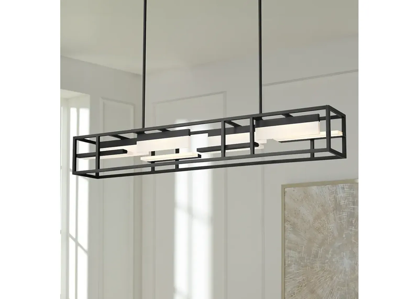 Possini Euro Armitage 56" Wide Modern Black Linear LED Chandelier