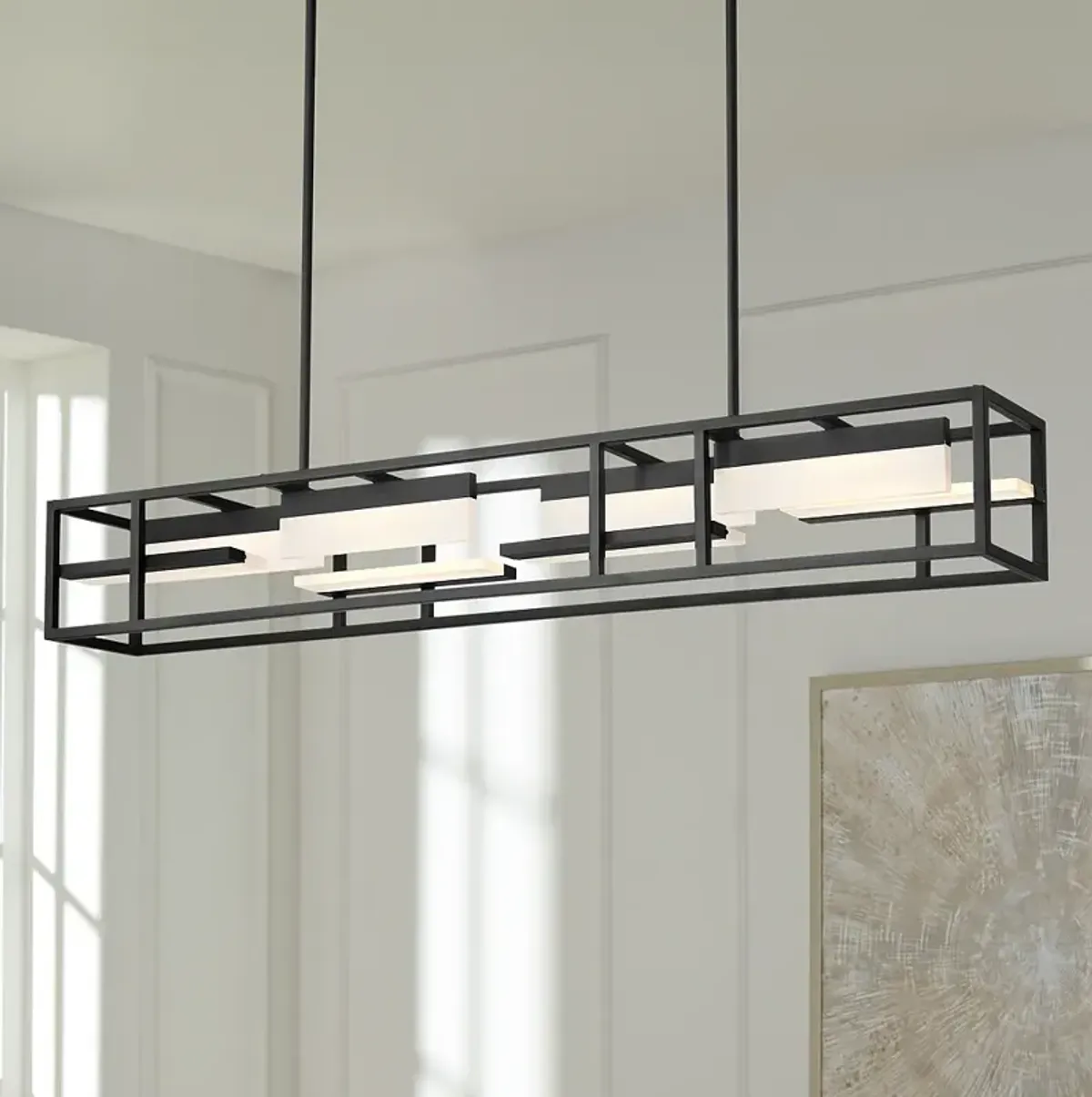 Possini Euro Armitage 56" Wide Modern Black Linear LED Chandelier