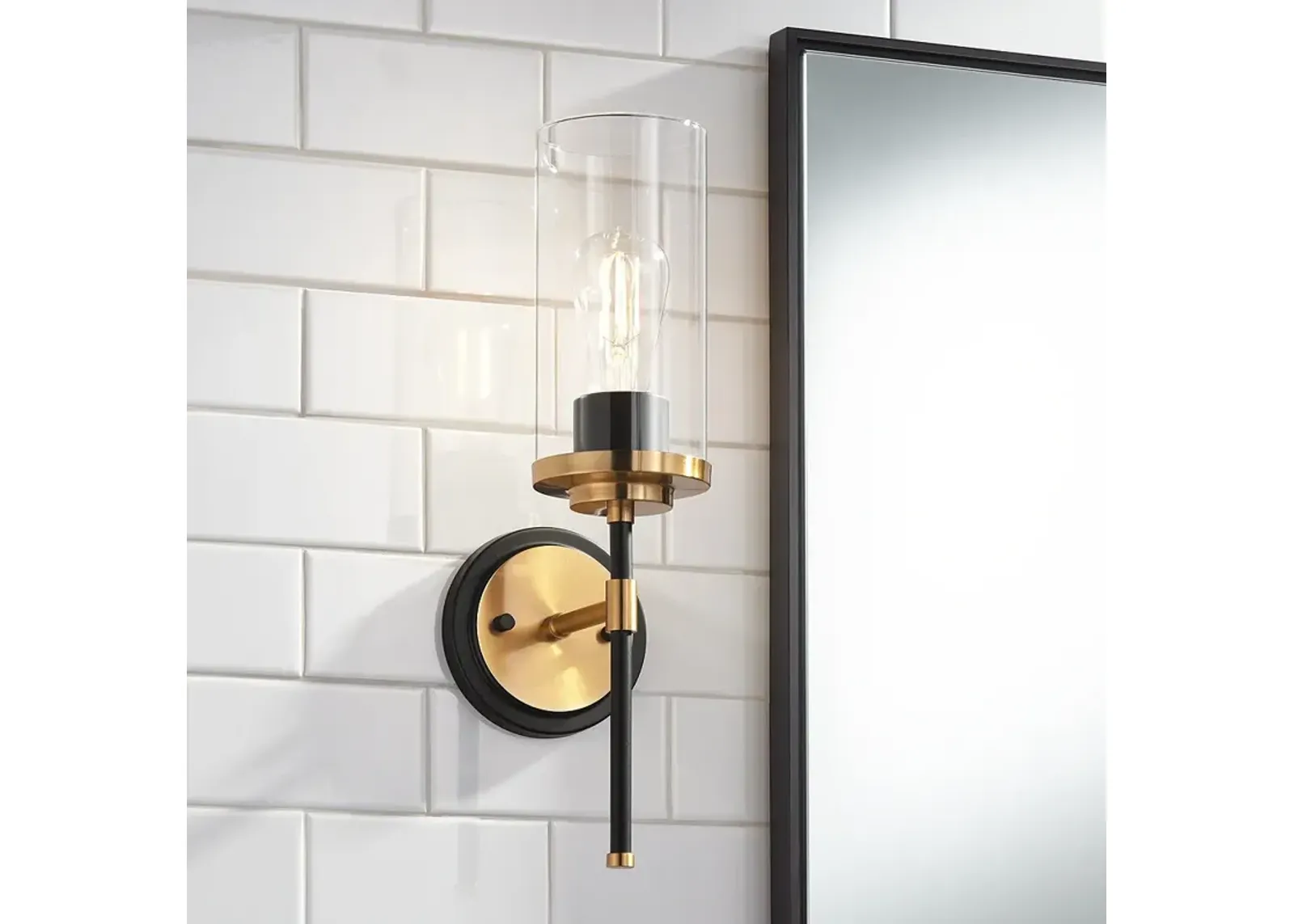 Possini Euro Tara 17" High Black and Gold Wall Sconce