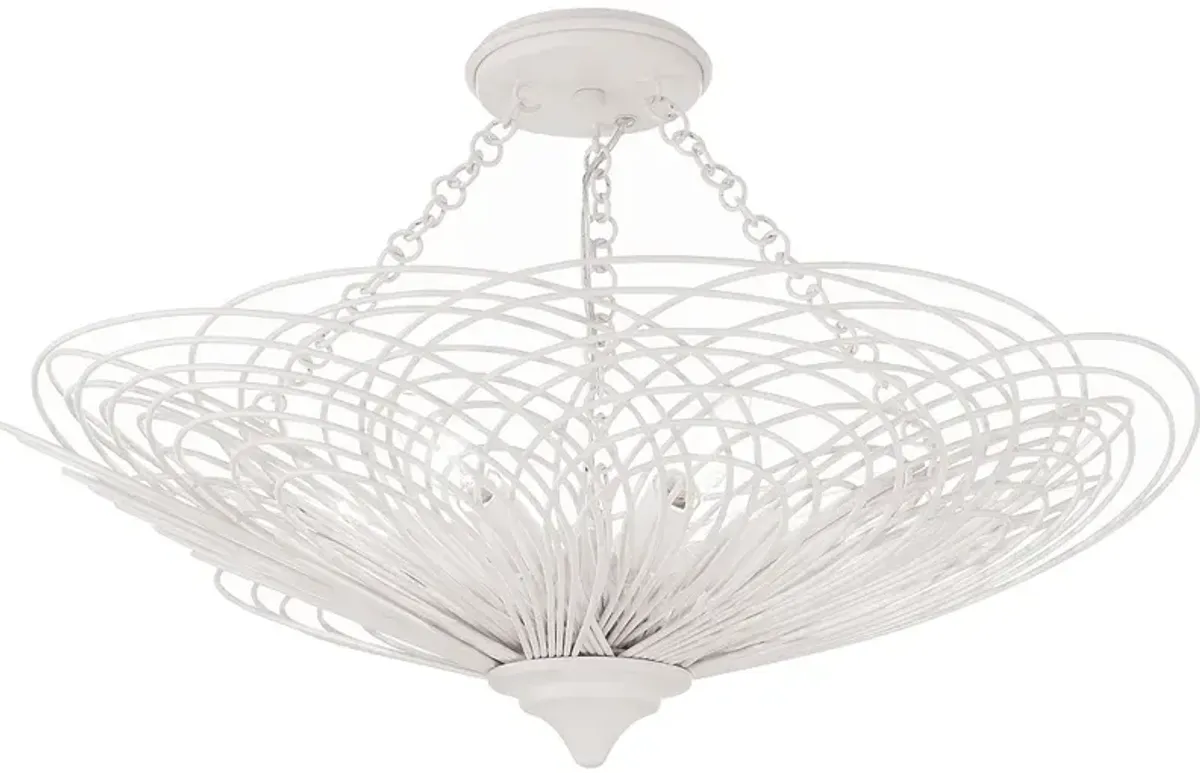 Crystorama Doral 6 Light Matte White Semi Flush Mount