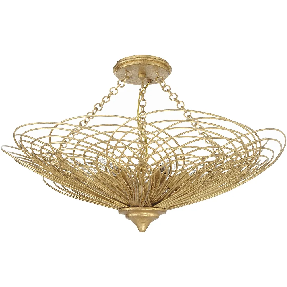 Crystorama Doral 6 Light Renaissance Gold Semi Flush Mount