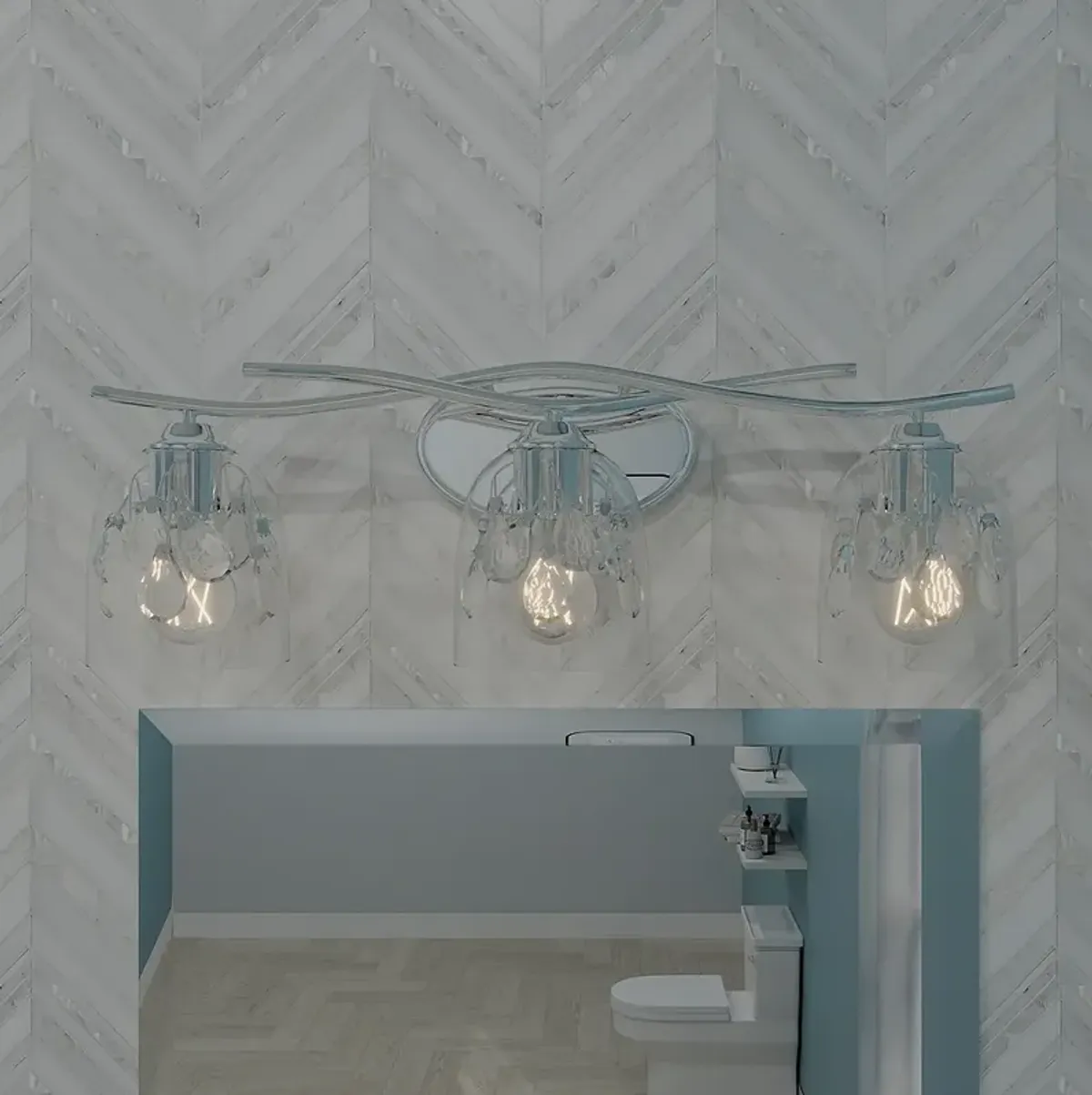 Ansley 24" Wide Polished Chrome 3-Light Vanity Bath Light
