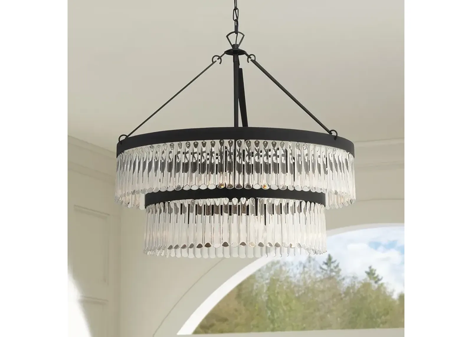 Crystorama Emory 32" Wide Black Forged 9-Light Chandelier