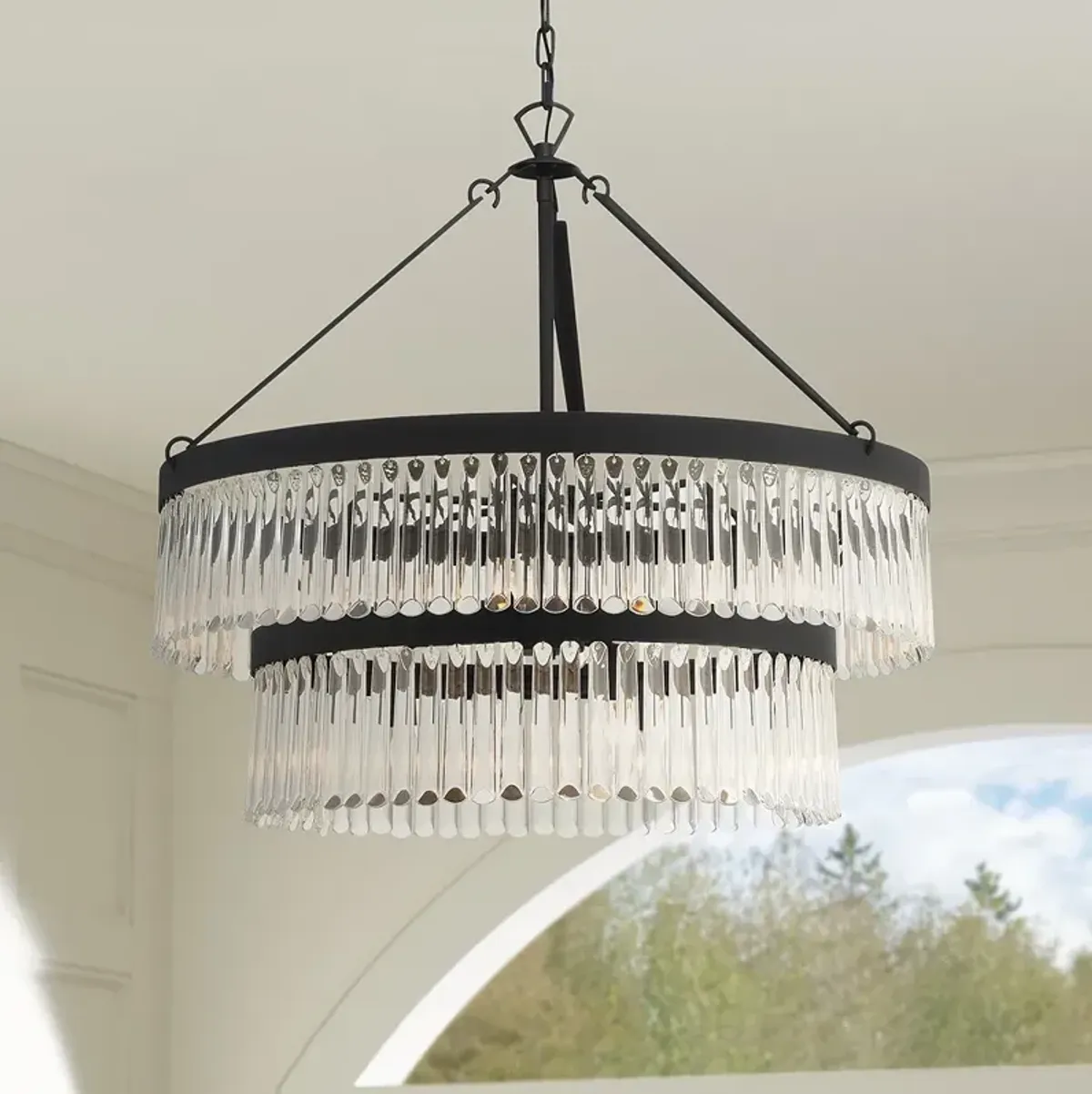 Crystorama Emory 32" Wide Black Forged 9-Light Chandelier