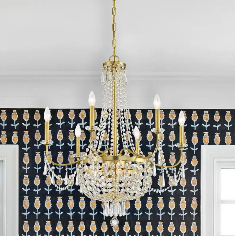 Crystorama Haywood 9 Light Aged Brass Chandelier