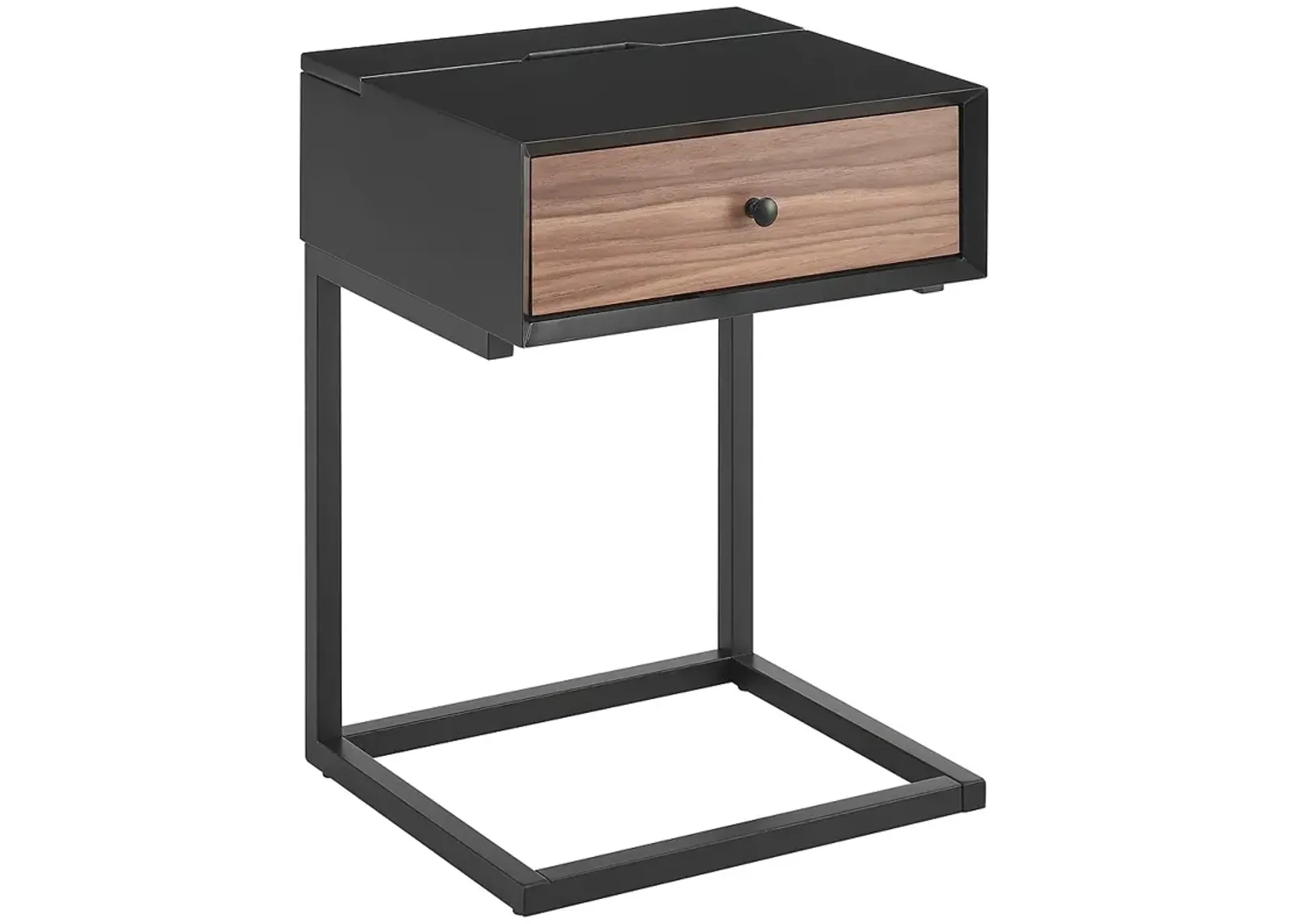 Daeg 18"W Black 1-Drawer Smart Side Table with USB Outlet