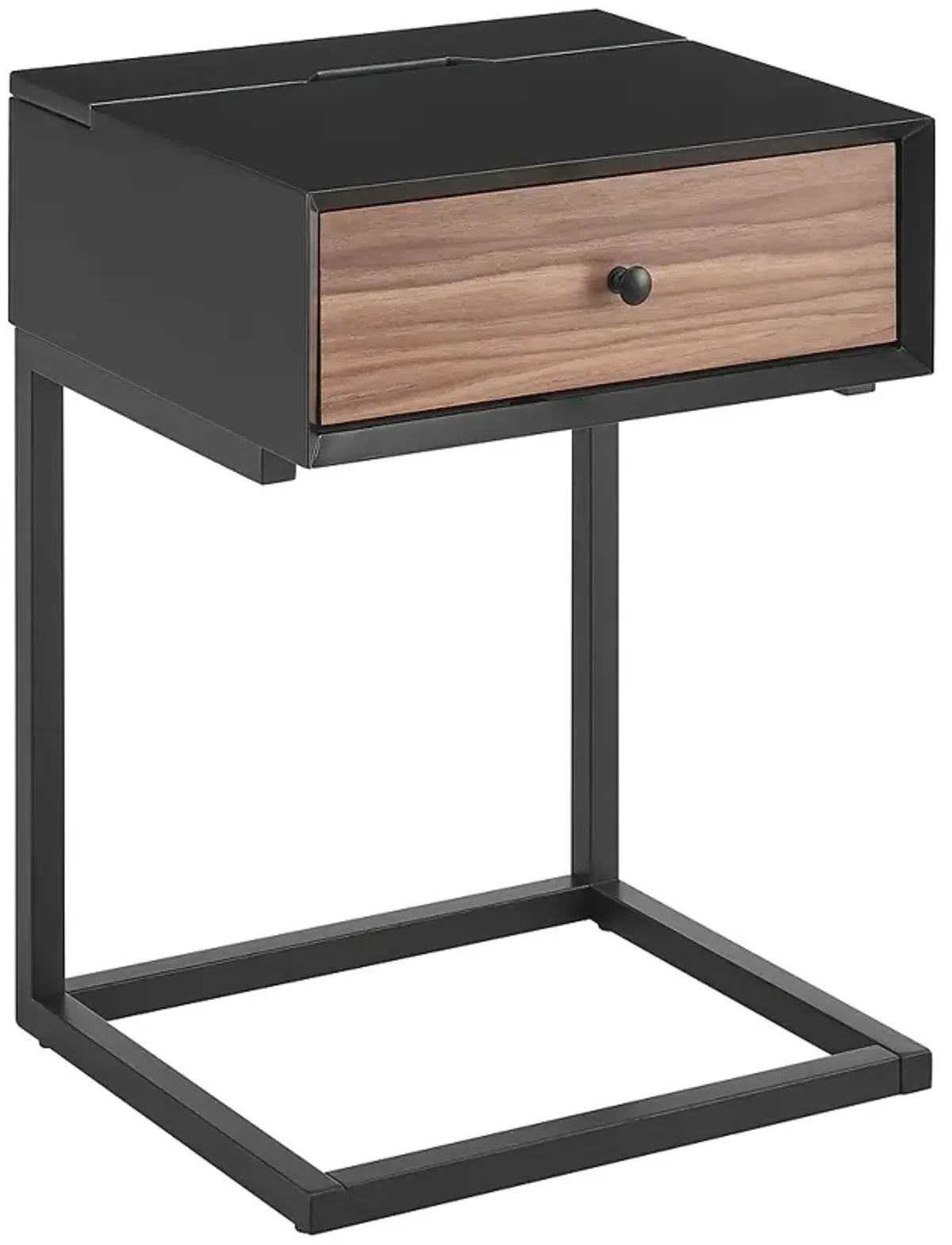 Daeg 18"W Black 1-Drawer Smart Side Table with USB Outlet