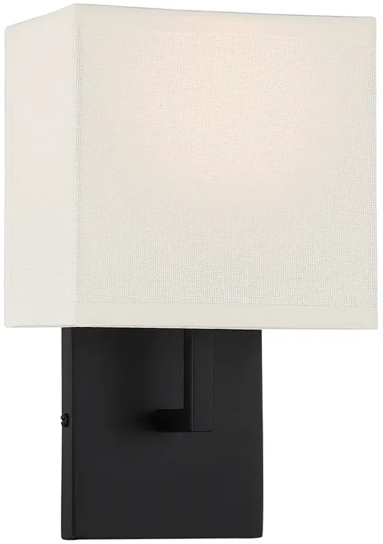 Kovacs On the Square 11.25" Coal and Off White Linen Shade Wall Sconce