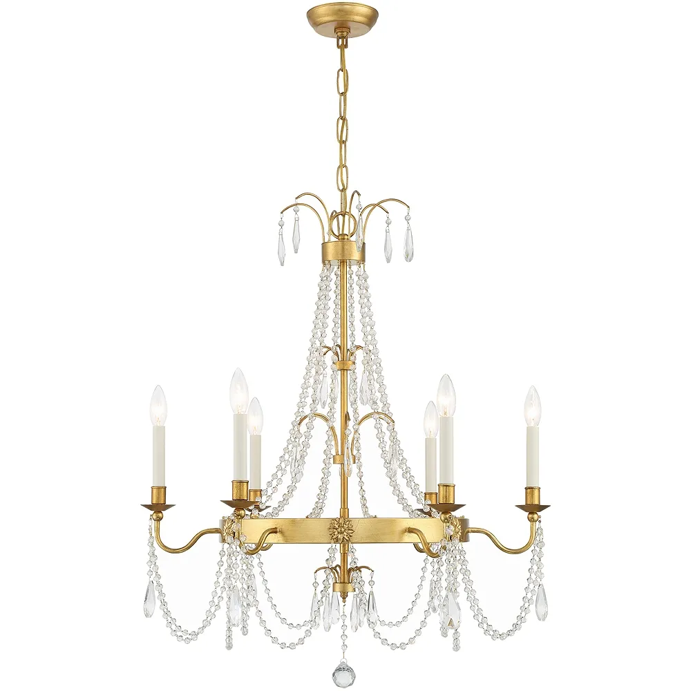 Crystorama Maizey 6 Light Antique Gold Chandelier