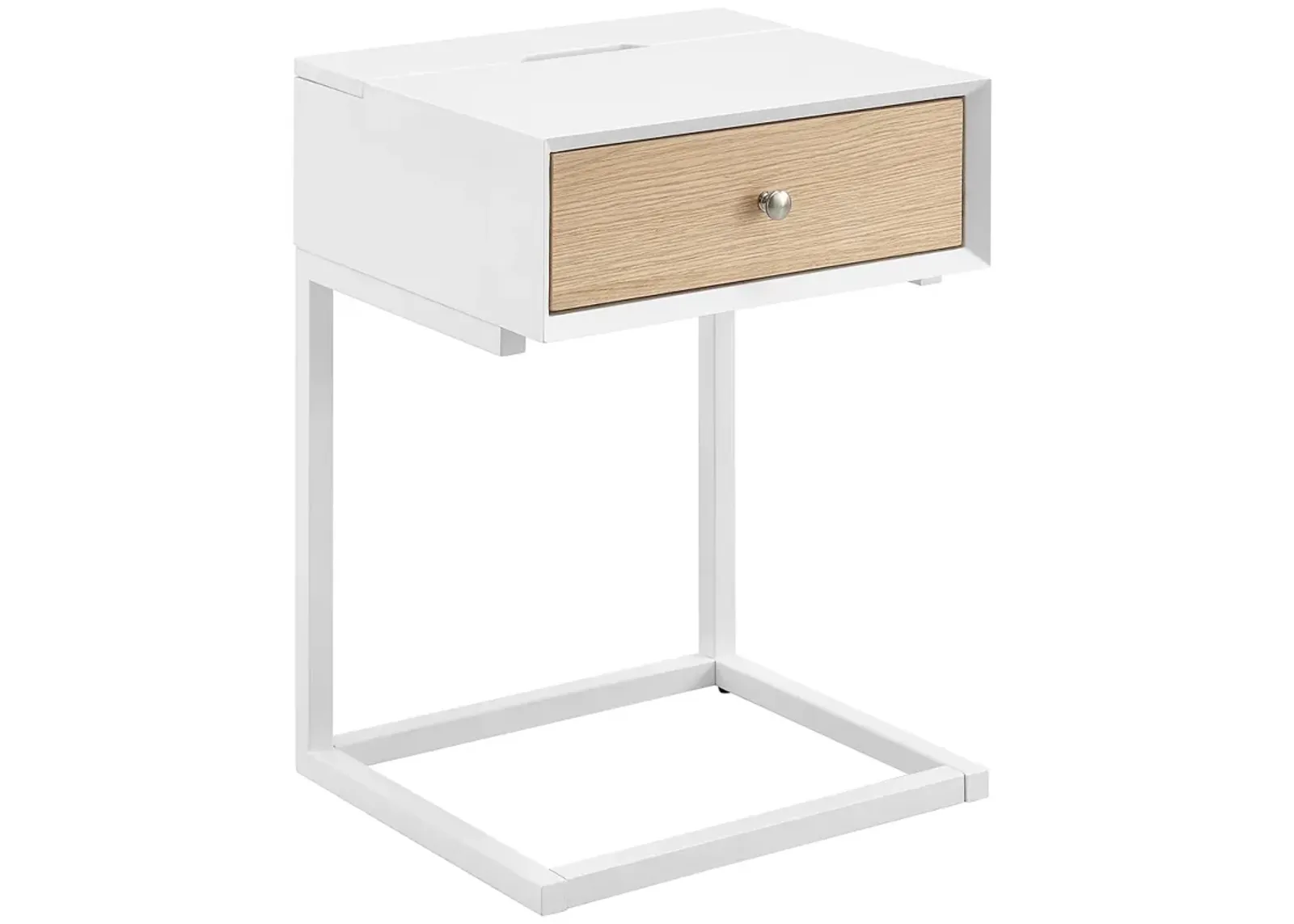 Daeg 18"W White 1-Drawer Smart Side Table with USB Outlet